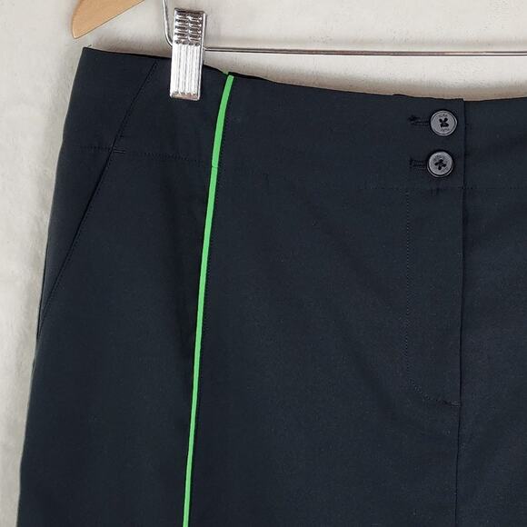 Nike Golf Skort Women 14 FITDRY Black with Green Stripe Zip Button Closure  EUC - Picture 2 of 10
